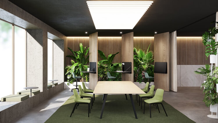 Kancelária s dôrazom na živú zeleň
