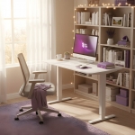 Elektricky nastaviteľný písací stôl 120x60 1 SILNIK Spacetronik biely ZDVIHNUTÝ