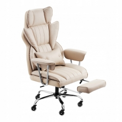 Kancelárska otočná stolička s vysokým operadlom, opierkou nôh a odnímateľnými podrúčkami - hnedá