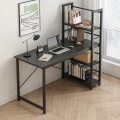 POČÍTAČOVÝ STÔL LOFT ČIERNY ŠKOLSKÝ INDUSTRIÁLNY S REGÁLOM A POLICAMI 120 CM