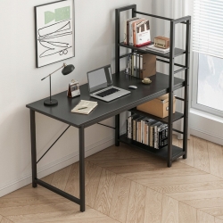 POČÍTAČOVÝ STÔL LOFT ČIERNY ŠKOLSKÝ INDUSTRIÁLNY S REGÁLOM A POLICAMI 120 CM