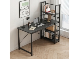 POČÍTAČOVÝ STÔL LOFT ČIERNY ŠKOLSKÝ INDUSTRIÁLNY S REGÁLOM A POLICAMI 120 CM