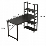 POČÍTAČOVÝ STÔL LOFT ČIERNY ŠKOLSKÝ INDUSTRIÁLNY S REGÁLOM A POLICAMI 120 CM