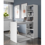 Počítačový stôl HARMONY 150x50x120 s regálom a policami BIELY MAT